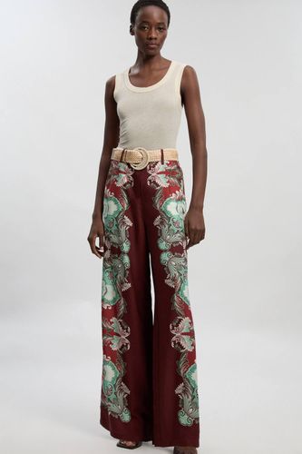 Pantalon Large Tissé Imprimé Viscose Lin Effet Miroir | Taille 16 - KarenMillen - Modalova