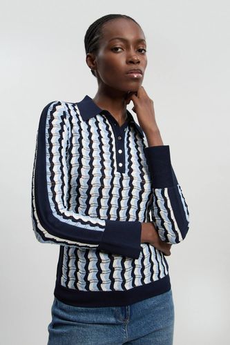 Haut À Col Contrastant En Maille Pointelle | Taille Medium - KarenMillen - Modalova