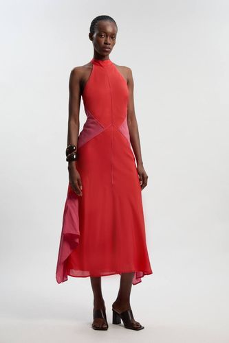 Robe Maxi Tissée à Encolure Licou en Tencel Fluide à Blocs de Couleur | Taille 12 - KarenMillen - Modalova