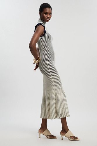 Robe Midi En Maille Pointelle À Manches À Volants | Taille Medium - KarenMillen - Modalova