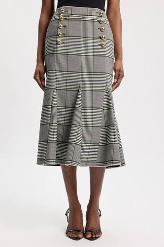 Jupe Midi Ajustée À Carreaux Avec Godets Petite | Taille 16 - KarenMillen - Modalova