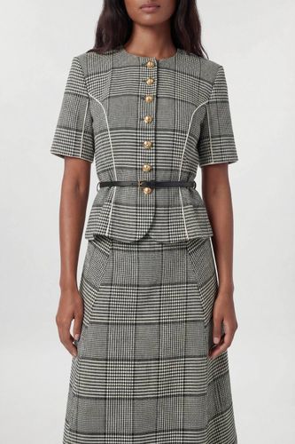Robe Midi Cintrée À Carreaux Avec Basque Et Ceinture | Taille 14 - KarenMillen - Modalova