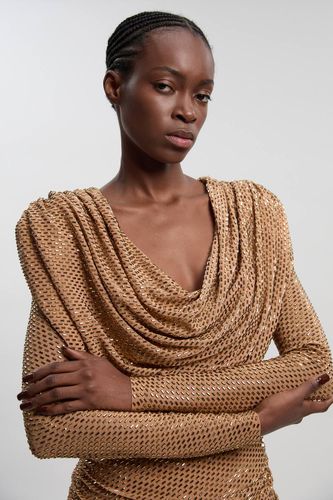 Robe Courte En Jersey À Col Bénitier Ornée De Cristaux Premium | Taille Medium - KarenMillen - Modalova