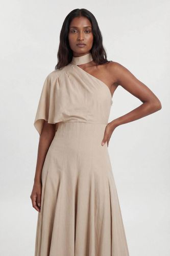 Robe Midi Ample À Col Montant Asymétrique Une Épaule En Lin Tailleur Premium Petite | Taille 16 - KarenMillen - Modalova