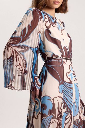 Robe Longue Plissée Tissée Bleu Paisley Petite | Taille 12 - KarenMillen - Modalova