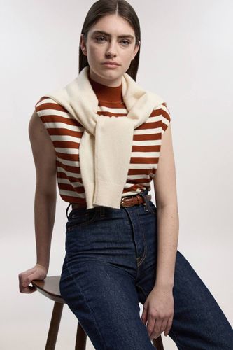 Débardeur Tricoté à Rayures Col Montant en Mélange de Viscose | Taille Medium - KarenMillen - Modalova