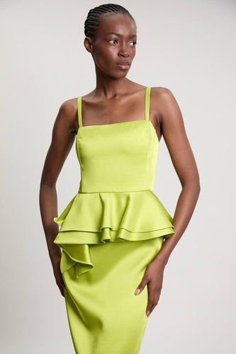 Robe Midi Fourreau En Satin Doublé Avec Basque | Taille 16 - KarenMillen - Modalova