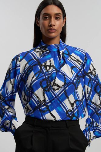 Blouse En Crêpe De Viscose À Manches Ballon Imprimé Cordage | Taille 14 - KarenMillen - Modalova
