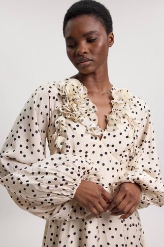 Robe Mini Tissée À Pois Avec Appliqués Et Épaules Dénudées | Taille 16 - KarenMillen - Modalova