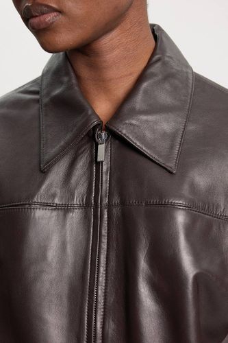 Blouson Aviateur En Cuir À Col | Taille 14 - KarenMillen - Modalova