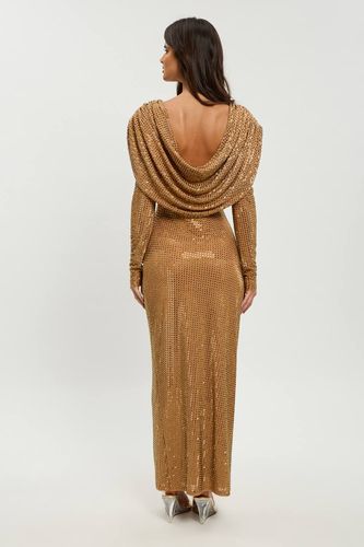Robe Longue Petite À Dos Drapé Orné De Cristaux | Taille Medium - KarenMillen - Modalova