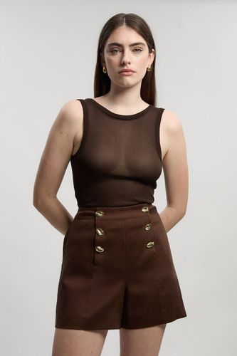 Short Tailleur En Lin À Boutonnage Devant | Taille 16 - KarenMillen - Modalova