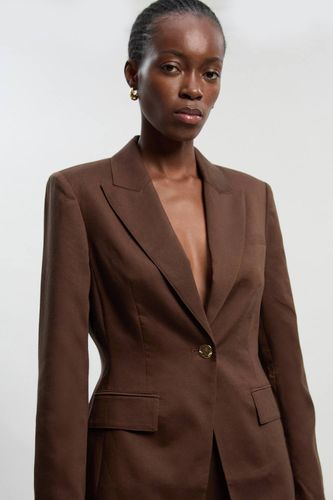 Blazer Ajusté en Lin à Simple Boutonnage | Taille 16 - KarenMillen - Modalova