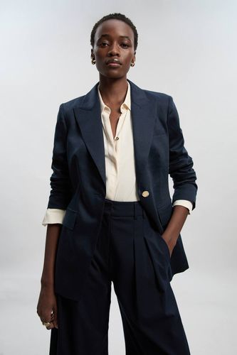 Blazer Ajusté en Lin à Simple Boutonnage | Taille 16 - KarenMillen - Modalova