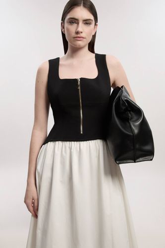 Robe Midi Ajustée À Jupe Évasée En Mélange De Coton Stretch Compact | Taille 16 - KarenMillen - Modalova