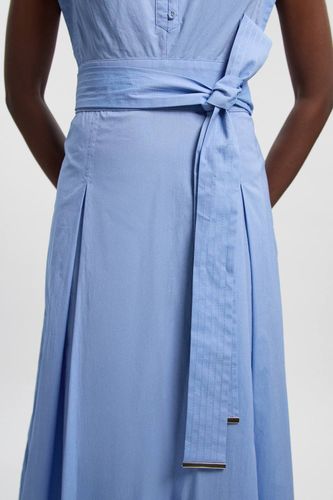 Robe Midi Tissée En Coton Plissée Avec Ceinture À Nouer À La Taille | Taille 14 - KarenMillen - Modalova