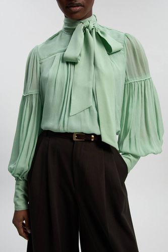 Blouse Tissée En Georgette De Viscose À Manches Bouffantes | Taille 14 - KarenMillen - Modalova