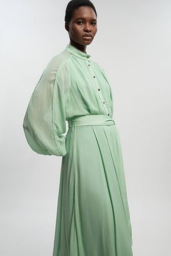 Robe Longue Ceinturée En Georgette De Viscose Tissée | Taille 16 - KarenMillen - Modalova