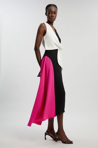 Robe Midi Ajustée À Détails Colorblock Contrastés | Taille 16 - KarenMillen - Modalova