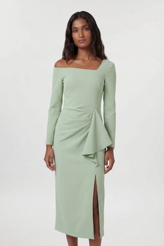 Robe Midi Drapée À Encolure Asymétrique En Tissu Stretch Compact | Taille 18 - KarenMillen - Modalova