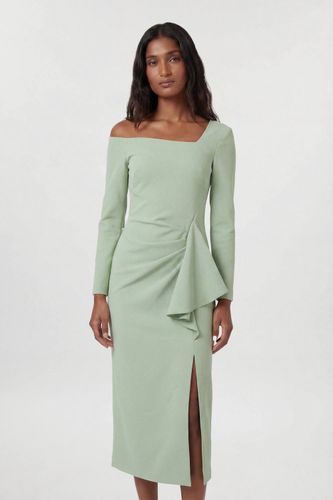 Robe Midi Drapée À Encolure Asymétrique En Tissu Stretch Compact Petite | Taille 16 - KarenMillen - Modalova