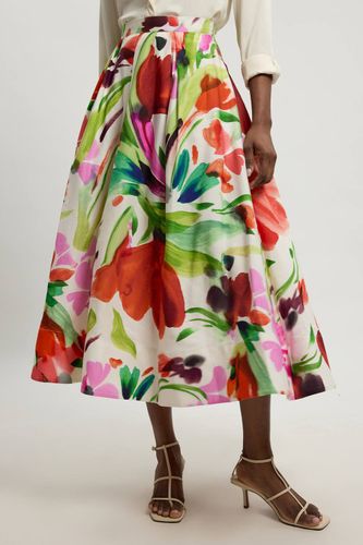 Jupe De Cérémonie En Viscose Et Lin À Imprimé Floral Tissé | Taille 18 - KarenMillen - Modalova