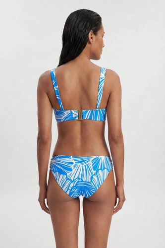 Bas De Bikini Taille Haute À Imprimé Abstrait Bleu | Taille Medium - KarenMillen - Modalova