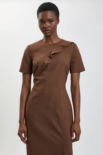 Robe Crayon Midi Cintrée Avec Détail De Pli | Taille 18 - KarenMillen - Modalova