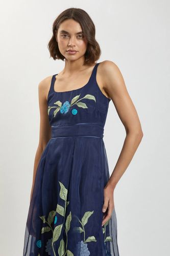 Robe Midi En Organdi Avec Détails Brodés Petite | Taille 16 - KarenMillen - Modalova