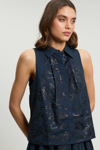 Haut À Col En Lin Avec Sequins Mats | Taille 18 - KarenMillen - Modalova