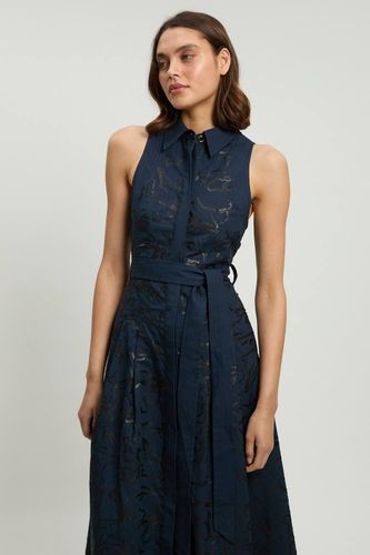 Robe Midi À Col En Lin Mat Avec Sequins | Taille 18 - KarenMillen - Modalova
