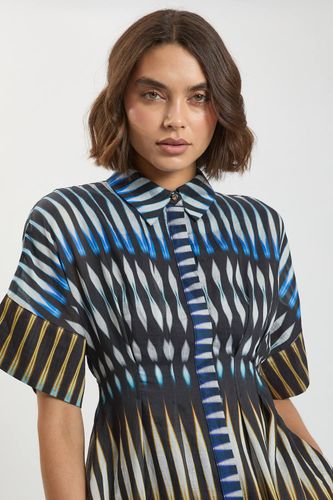 Robe Midi Tissée À Rayures Avec Col | Taille 18 - KarenMillen - Modalova