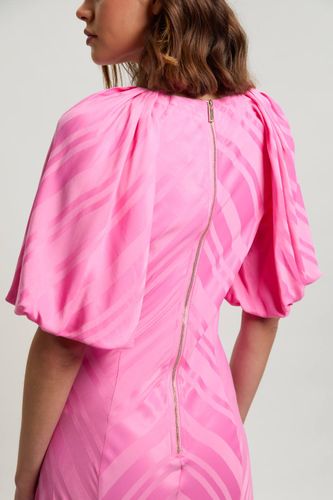 Robe Midi Fluide À Manches Courtes Avec Détail De Tissu À Rayures | Taille 12 - KarenMillen - Modalova