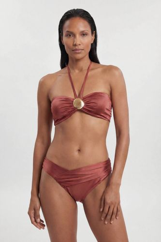 Bas De Bikini Métallisé Avec Détail Drapé | Taille Medium - KarenMillen - Modalova