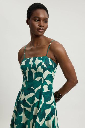 Robe Longue De Soirée Tissée À Imprimé Géométrique En Lin Petite | Taille 12 - KarenMillen - Modalova