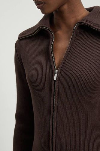 Robe Midi Tricotée En Coton Avec Col Zippé | Taille Medium - KarenMillen - Modalova