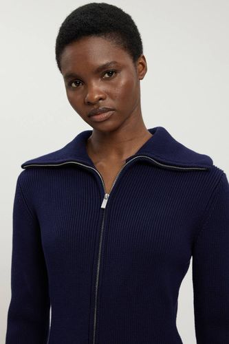 Robe Midi Tricotée En Coton Avec Col Zippé | Taille Medium - KarenMillen - Modalova