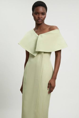 Robe Crayon Mi-longue Ajustée En Mélange De Lin Poli Avec Détail De Pli Asymétrique | Taille 14 - KarenMillen - Modalova