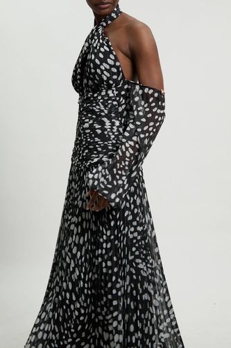 Robe Maxi En Georgette Tissée Froissée À Pois Avec Épaules Dénudées | Taille 16 - KarenMillen - Modalova