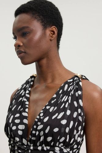 Combinaison Petite En Georgette Gaufrée À Pois Avec Dos Croisé | Taille 16 - KarenMillen - Modalova