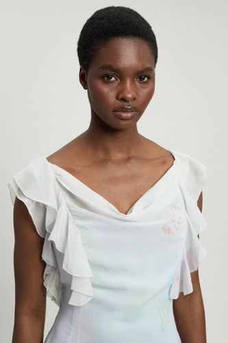 Robe Midi Tissée En Georgette Froissée À Imprimé Floral Et Manches À Volants | Taille 18 - KarenMillen - Modalova