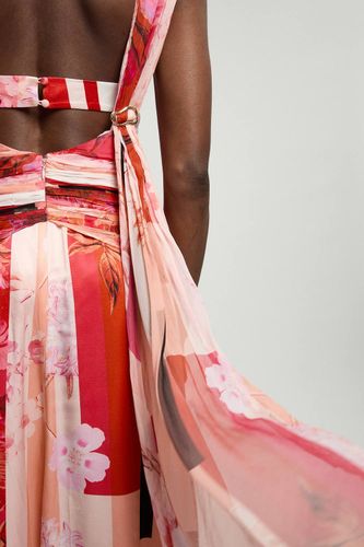 Robe Midi Tissée En Georgette De Viscose À Imprimé Floral Sans Manches | Taille 18 - KarenMillen - Modalova
