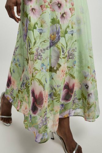 Robe Longue Tissée À Imprimé Floral En Mousseline Avec Encolure Dos-nu | Taille 18 - KarenMillen - Modalova