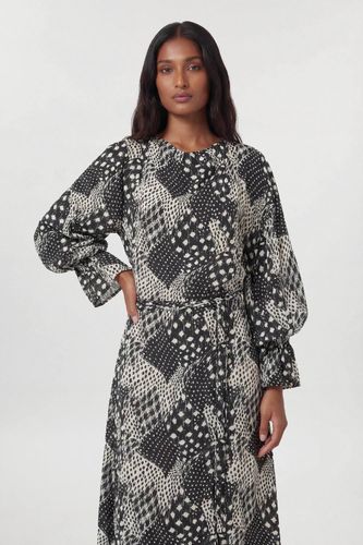 Robe Mi-longue En Viscose Tissée Imprimée À Col Drapé | Taille 18 - KarenMillen - Modalova