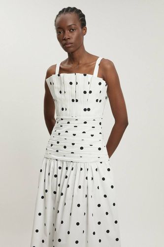 Robe Midi Plissée En Popeline Imprimée | Taille 18 - KarenMillen - Modalova