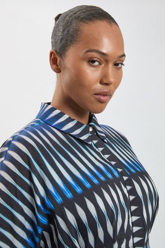 Robe Midi Tissée À Col Et Rayures Grande Taille | Taille 20 - KarenMillen - Modalova