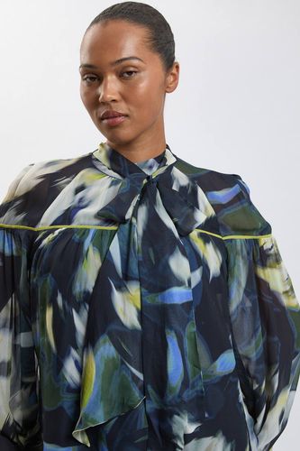 Chemisier Grande Taille En Viscose Tissée À Imprimé Floral Avec Nœud Au Col | Taille 20 - KarenMillen - Modalova