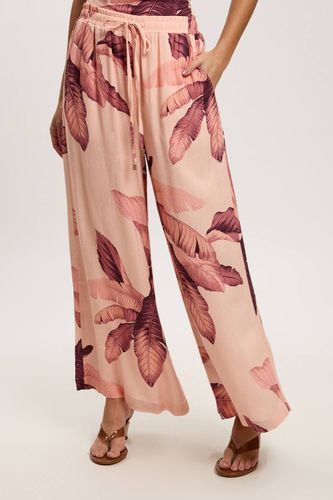 Pantalon Petite En Viscose Lin À Imprimé Palmier | Taille 16 - KarenMillen - Modalova