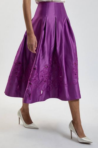 Jupe Ample En Satin Ajusté Avec Découpes Ajourées | Taille 18 - KarenMillen - Modalova