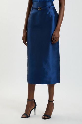 Jupe Longue En Twill Satiné Avec Ceinture | Taille 18 - KarenMillen - Modalova
